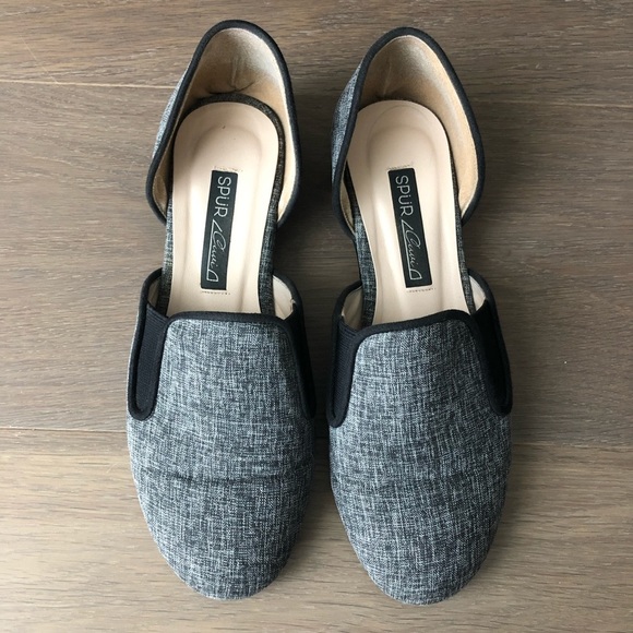 Gray slip on d'orsay flats chic korea size 5.5 elegant chic walking shoes - Picture 2 of 4